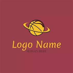 Outline Logo Yellow and Black Basketball Icon logo design