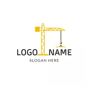 Outline Logo Yellow and Black Crane Icon logo design
