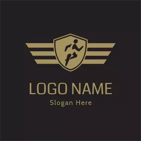 Logótipo De Exercício Yellow and Black Running Badge logo design