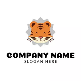 Outline Logo Yellow and Brown Tiger Head logo design