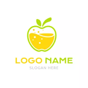 Logótipo De Nutrição Yellow and White Apple Juice logo design