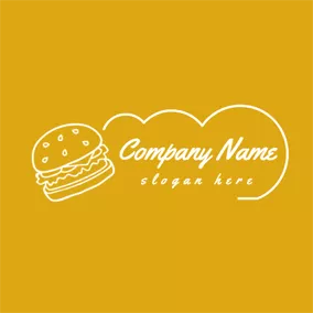 バーガーロゴ Yellow and White Burger logo design