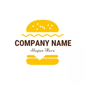 バーガーロゴ Yellow and White Double Hamburger logo design