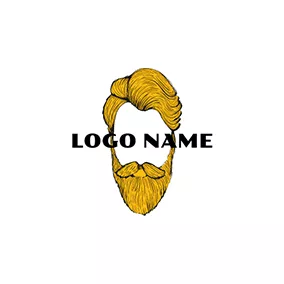 時尚達人Logo Yellow and White Hipster Man logo design