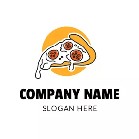 ピザのロゴ Yellow and White Tomato Pizza logo design