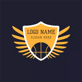 Logo Du Basket-ball Yellow Badge and Black Basketball logo design