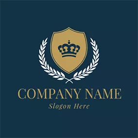 Decoration Logo Yellow Badge and Blue Crown logo design