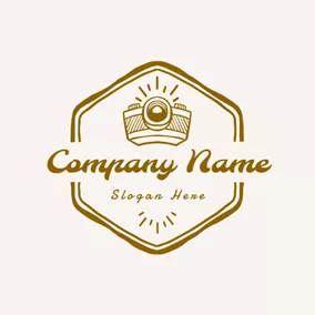 Draw Logo Yellow Badge and Camera logo design