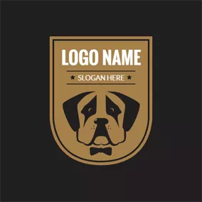 Black Logo Yellow Badge and Dog Head logo design