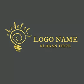Logótipo E Yellow Circle and English Letter logo design
