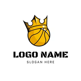 Logo Du Basket-ball Yellow Crown and Basketball logo design