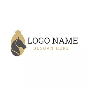 Expensive Logo Yellow Crown and Black Horse logo design