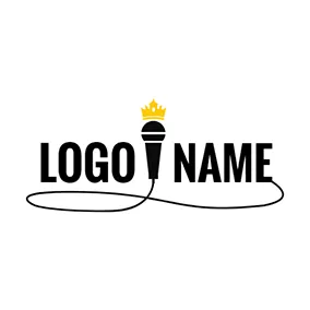 Logo Rap Yellow Crown and Black Microphone logo design