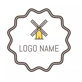 Casual Logo Yellow Encircled Windmill logo design