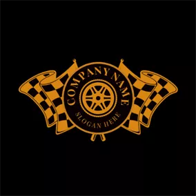 Element Logo Yellow Flag and Black Motorcycle logo design