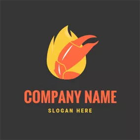 Heat Logo Yellow Flame and Red Crab Pincer logo design