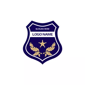 Logo De La Police Yellow Leaf and Blue Police Shield logo design