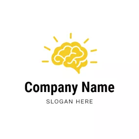 分析のロゴ Yellow Light and Brain logo design