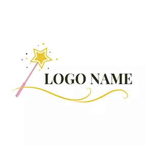 Pink Logo Yellow Line and Magic Stick logo design