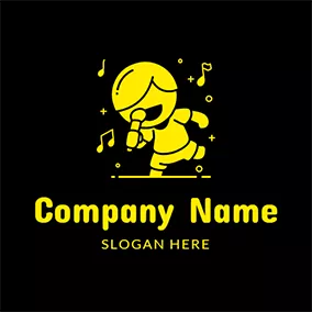 Dancing Logo Yellow Note and Male Singer logo design