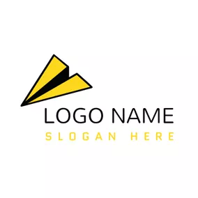 Logotipo De Juguetes Yellow Paper Airplane and Arrow logo design