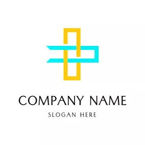 Rectangle Logo Yellow Rectangle and Cross logo design