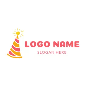 Pink Logo Yellow Sun and Birthday Hat logo design