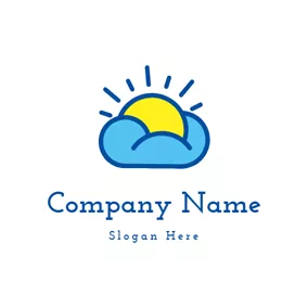 太陽のロゴ Yellow Sun and Blue Cloud logo design