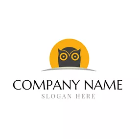 Graphic Logo Yellow Sun and Owl Icon logo design