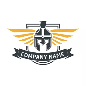 Wings Logo Yellow Wings and Warrior Badge logo design