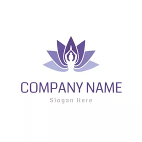 Logo Du Lotus Yoga Female and Purple Lotus logo design
